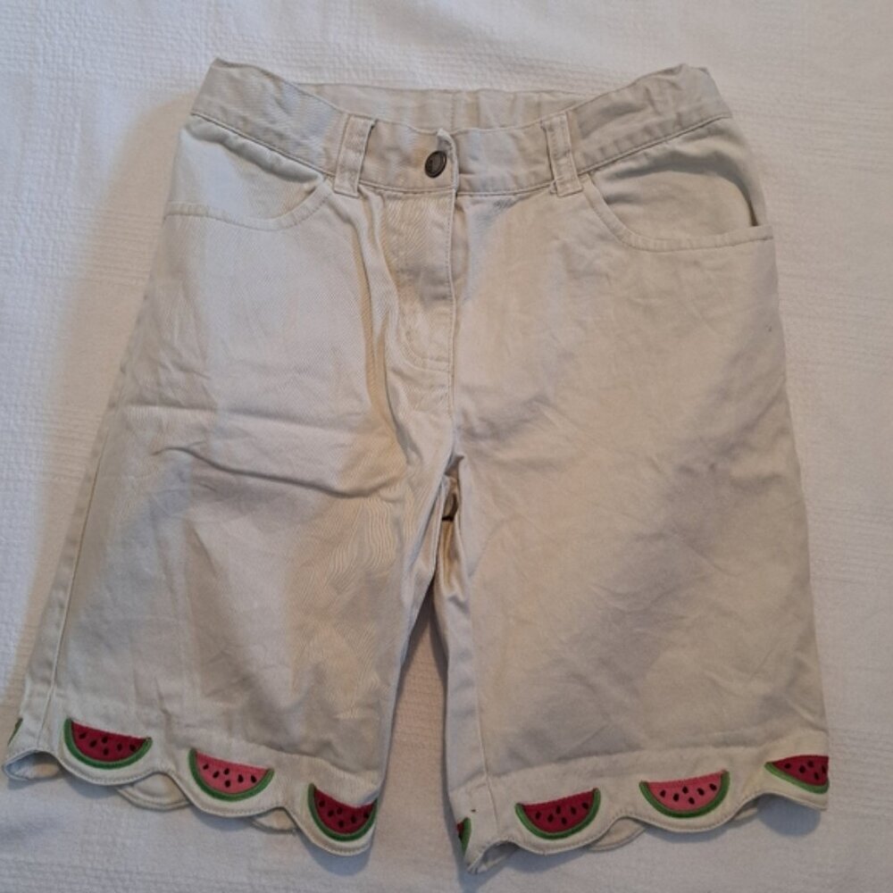Gymboree girls size 9 watermelon picnic tan shorts, VGUC